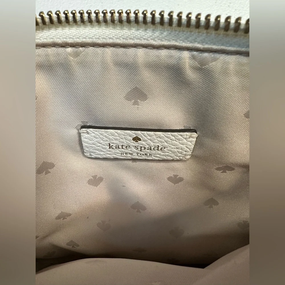 Kate Spade New York Striped Canvas White Leather Crossbody Bag Gold Hardware